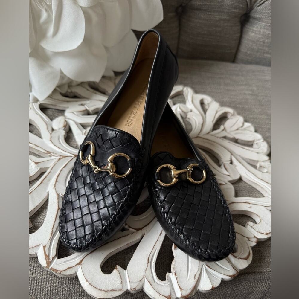 Robert Zur Black Woven Leather Loafers Shoes Women’s 7 Narrow